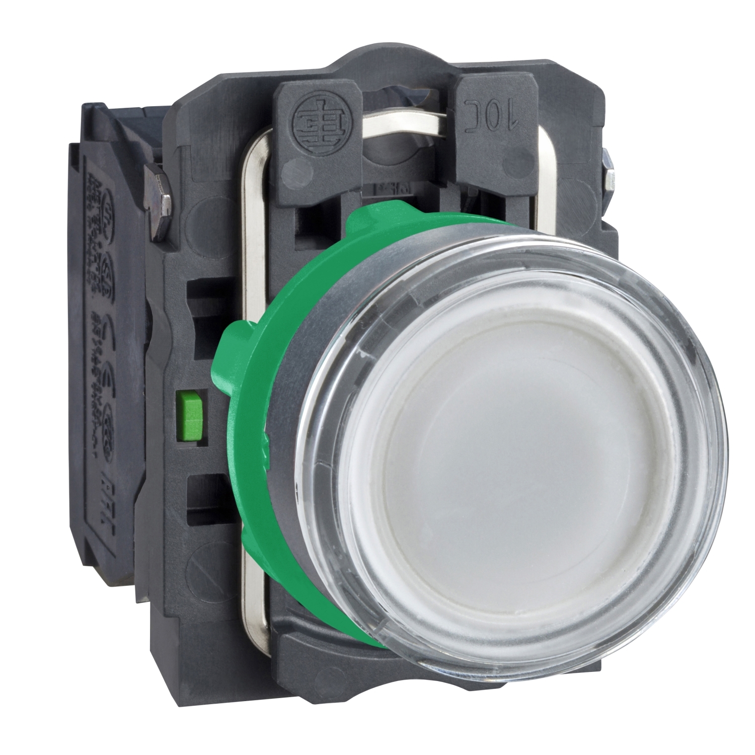 Schneider Electric Schneider Electric XB5AW31M5 – Illuminated push button, plastic, flush, white, Ø22, spring return, 230...240 V AC, 1 NO + 1 NC