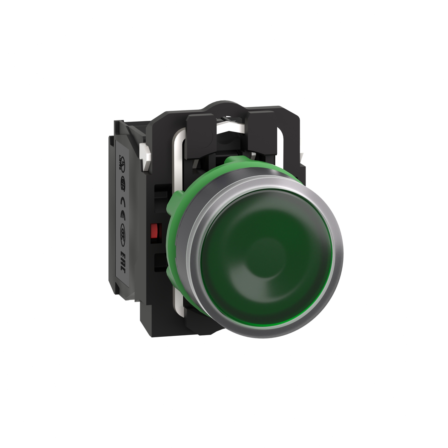 Schneider Electric Schneider Electric XB5AW33B5 – Illuminated push button, plastic, flush, green, Ø22, spring return, 24 V AC/DC, 1 NO + 1 NC