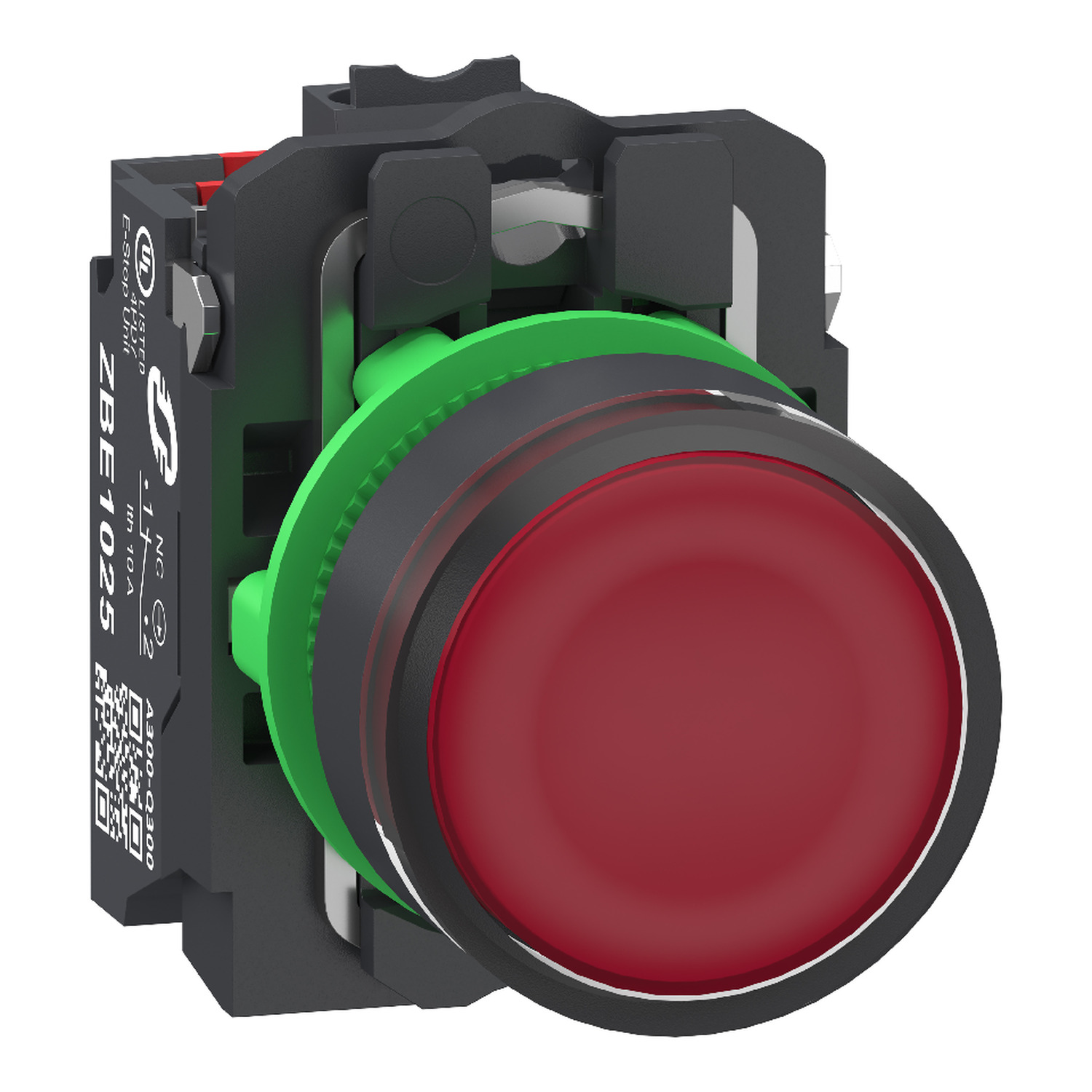 Schneider Electric Schneider Electric XB5AW34B55 – Illuminated push button, Harmony XB5, plastic, red flush, 22mm, universal LED, plain lens, 1 NO+1 NC, 24V AC DC, push in