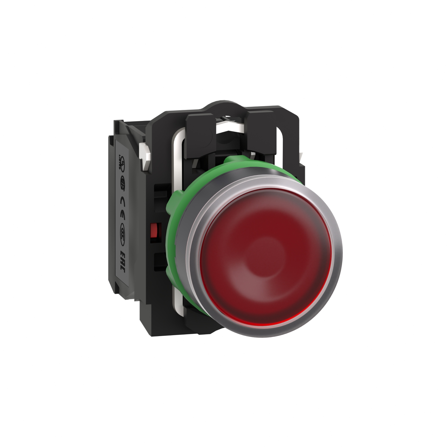 Schneider Electric Schneider Electric XB5AW34G5 – Illuminated push button, plastic, flush, red, Ø22, spring return, 110...120 V AC, 1 NO + 1 NC