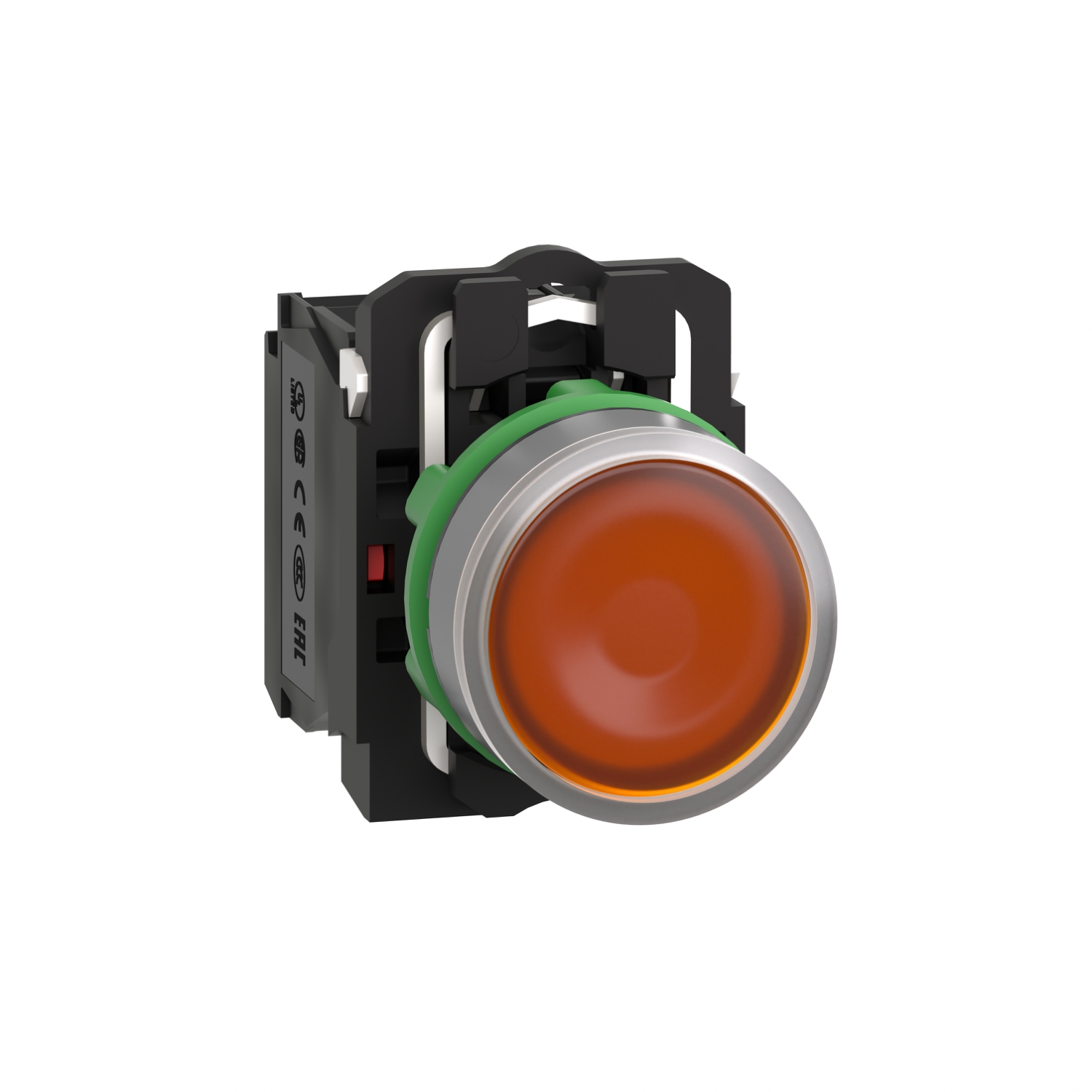 Schneider Electric Schneider Electric XB5AW35M5C0 – Illuminated push button, Harmony XB5, grey bezel, orange flush, 22mm, universal LED, plain lens, 1NO + 1NC, 230V