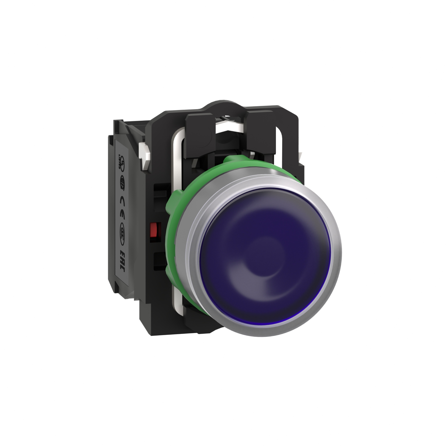 Schneider Electric Schneider Electric XB5AW36M5C0 – Illuminated push button, Harmony XB5, grey bezel, blue flush, 22mm, universal LED, spring return, 1NO + 1NC, 230V