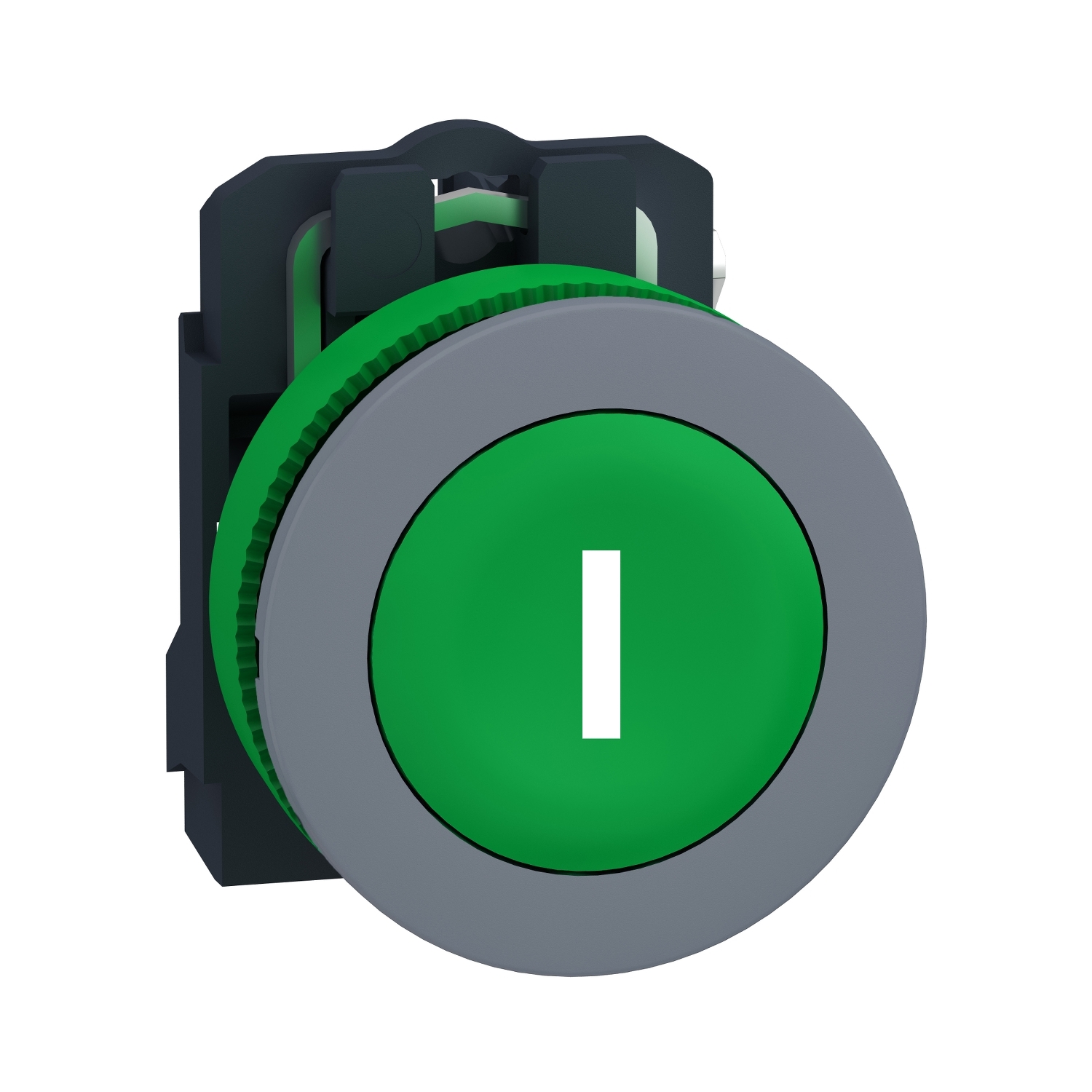 Schneider Electric Schneider Electric XB5FA3311C0 – Push button, Harmony XB5, grey bezel, green flush, 30mm, spring return, 1NO, marked I