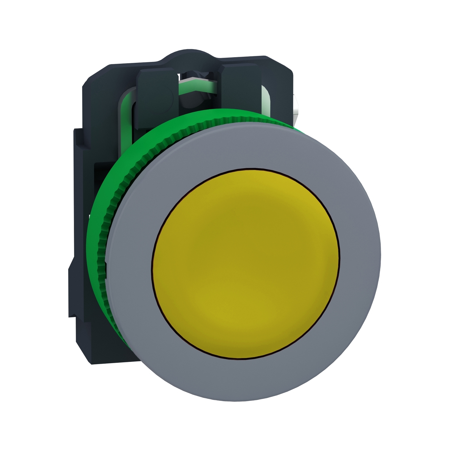 Schneider Electric Schneider Electric XB5FA51C0 – Push button, Harmony XB5, grey bezel, yellow flush, 30mm, spring return, 1NO, unmarked
