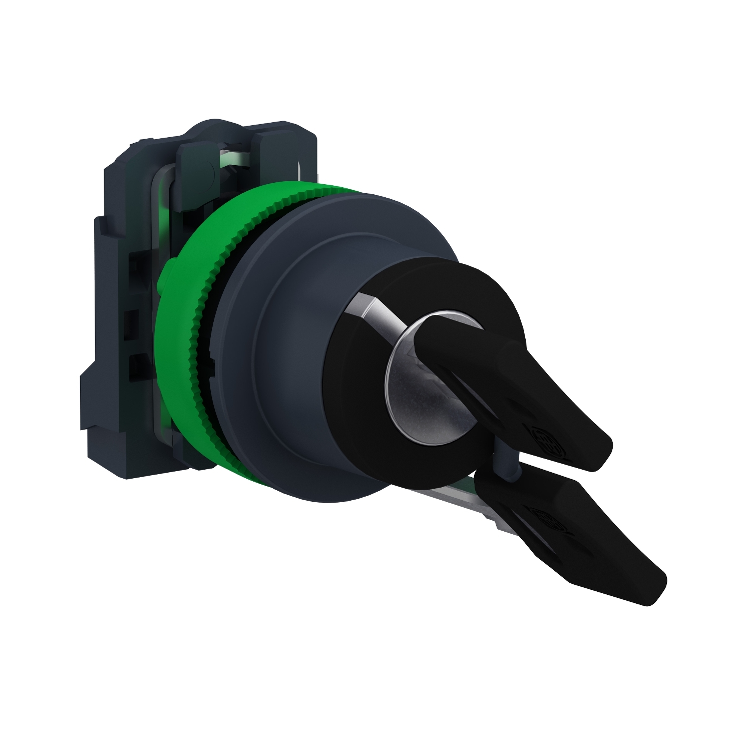 Schneider Electric Schneider Electric XB5FG61 – Key switch selector flush mounted, Harmony XB5, plastic, black, 30mm, key 455, 2 positions, spring return right to left, 1 NO