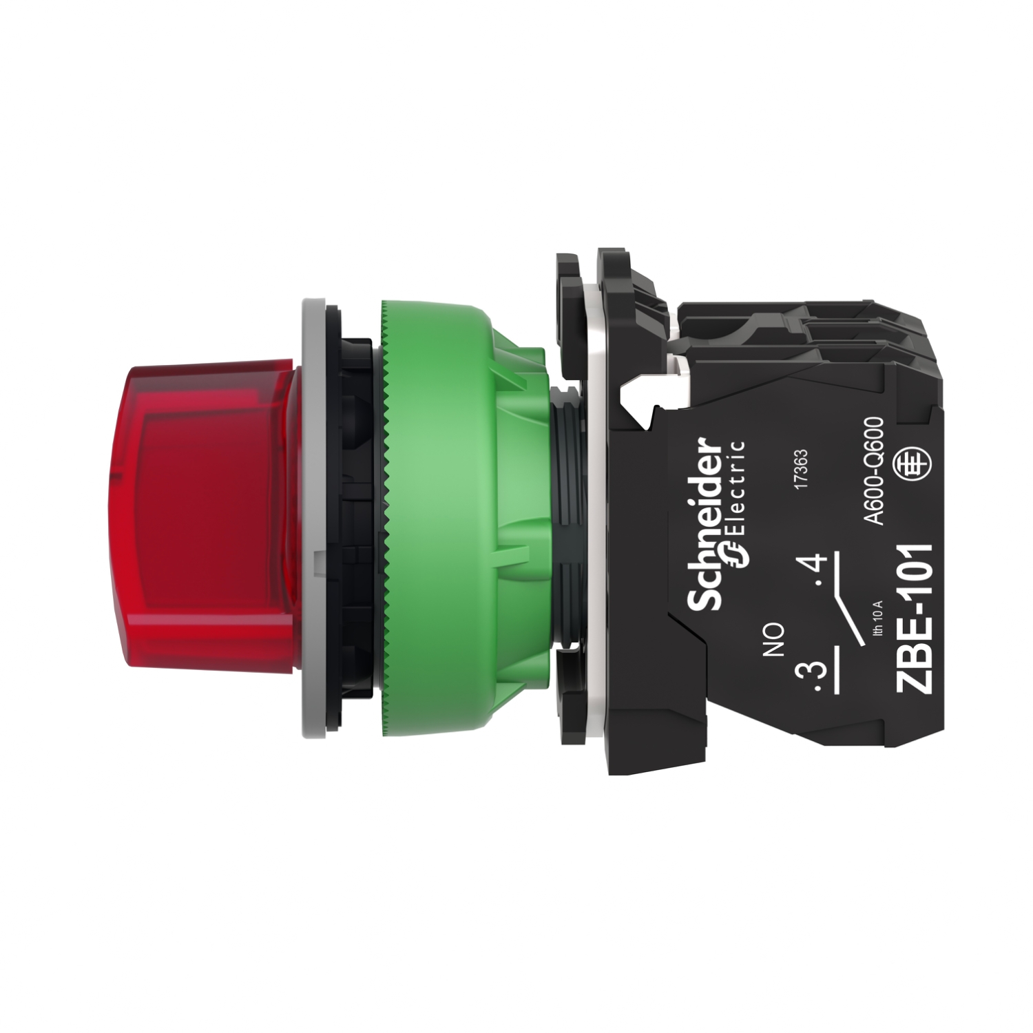 Schneider Electric Schneider Electric XB5FK124B5C0 – Illuminated selector switch, Harmony XB5, grey bezel, red handle, universal LED, 2 positions, 1NO + 1NC, 24V AC DC
