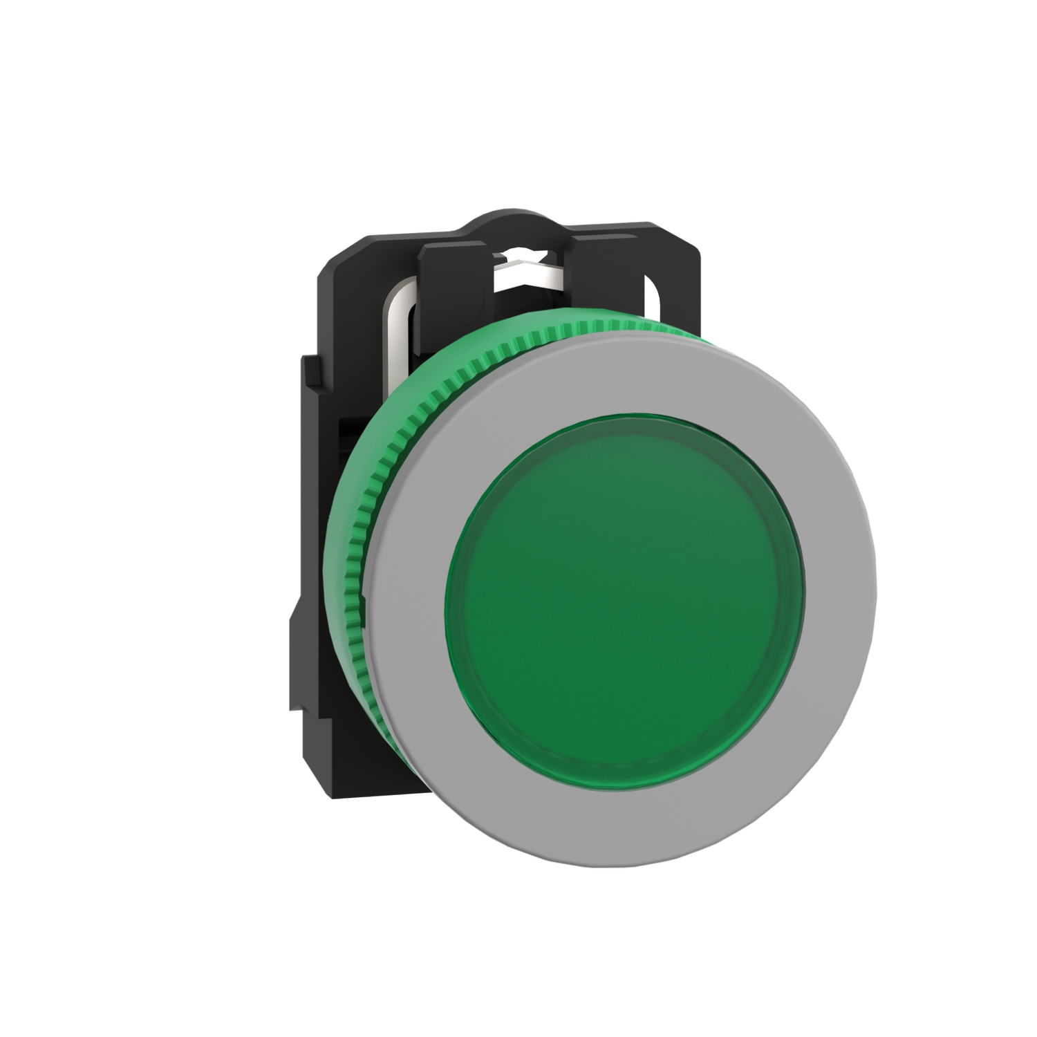 Schneider Electric Schneider Electric XB5FVB3C0 – Pilot light, Harmony XB5, grey bezel, green, universal LED, plain lens, screw clamp terminals, 24V
