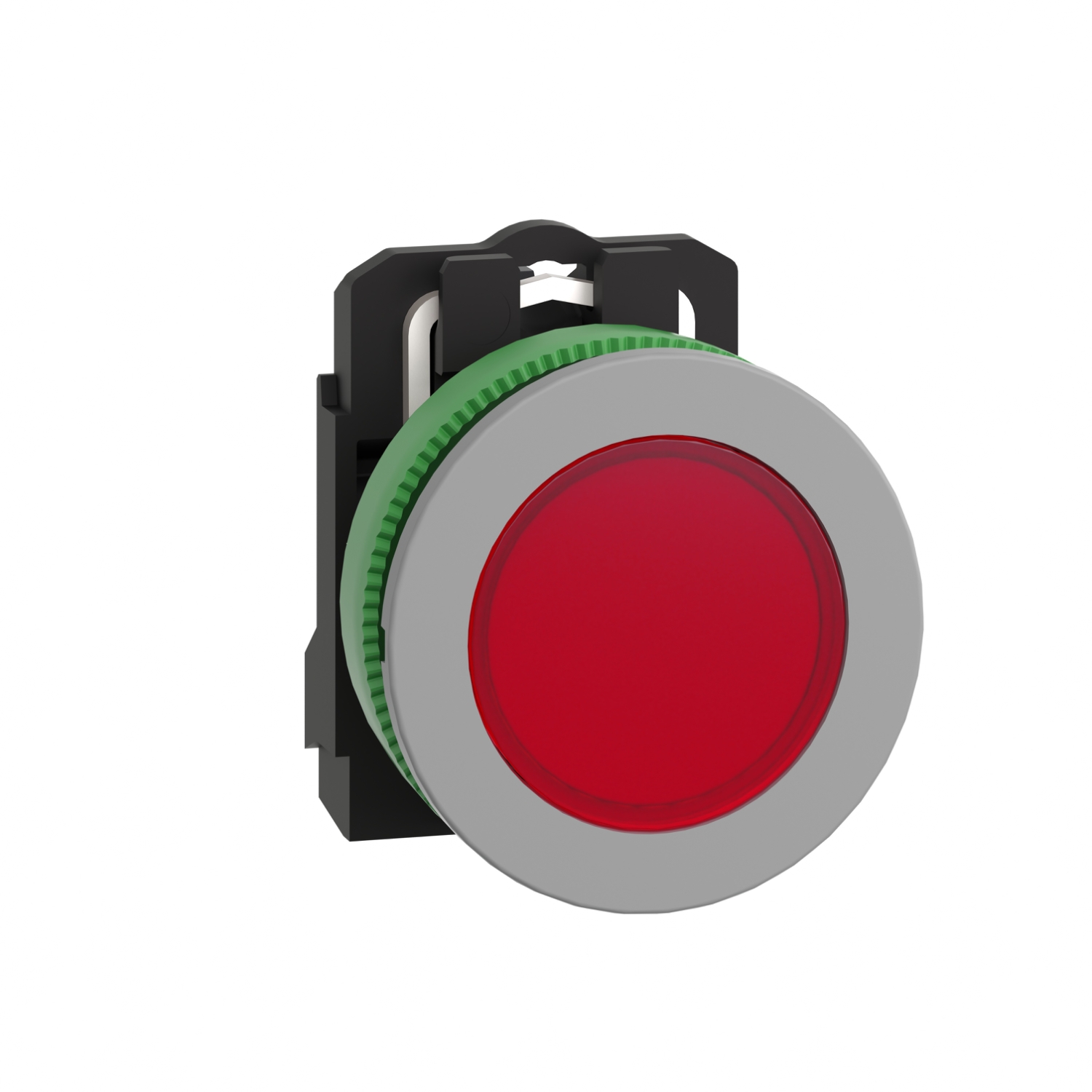 Schneider Electric Schneider Electric XB5FVB4C0 – Pilot light, Harmony XB5, red flush mounted, grey bezel, 30mm, universal LED, plain lens, 24V
