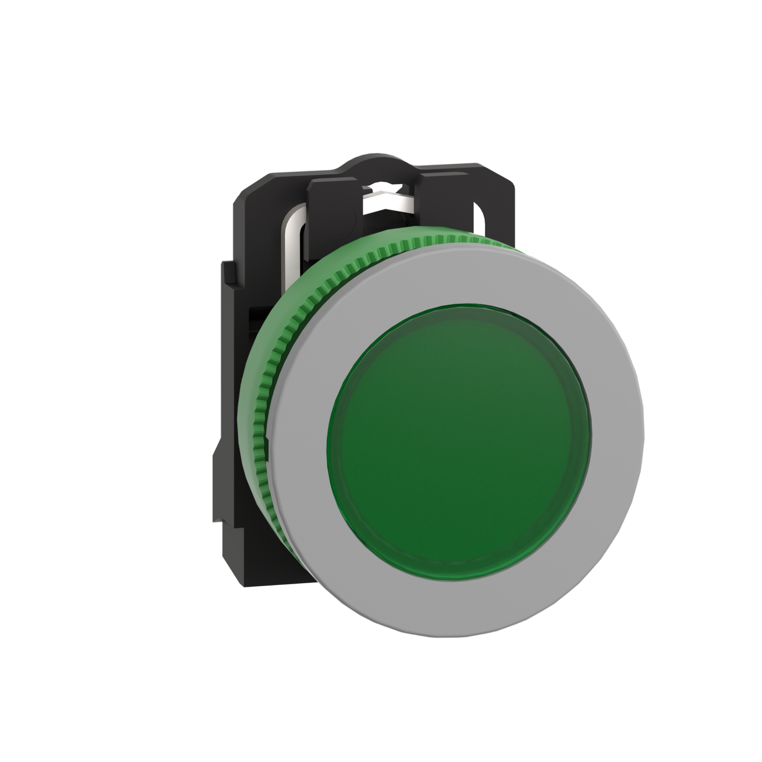 Schneider Electric Schneider Electric XB5FVG3C0 – Pilot light, Harmony XB5, green flush mounted, grey bezel, 30mm, universal LED, plain lens, 110…120V