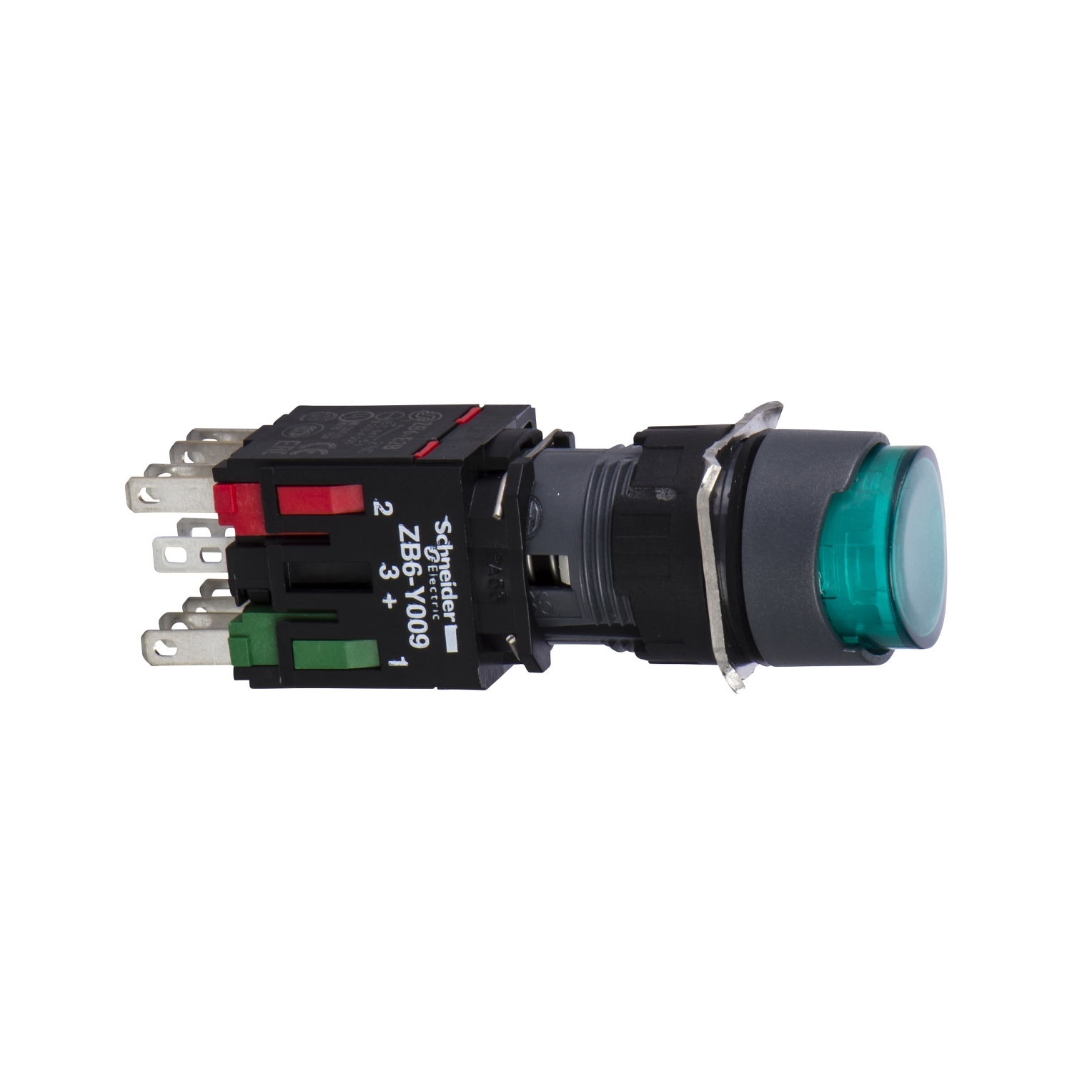 Schneider Electric Schneider Electric XB6AE3B5B – Complete illuminated push button, Harmony XB6, green projecting, 16mm, spring return, 1NO + 1NC, 12...24V
