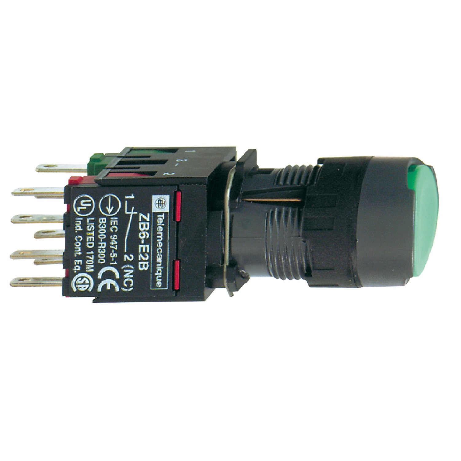 Schneider Electric Schneider Electric XB6AF3B5B – Complete illuminated push button, Harmony XB6, green flush, 16mm, latching, 1NO + 1NC, 12...24V