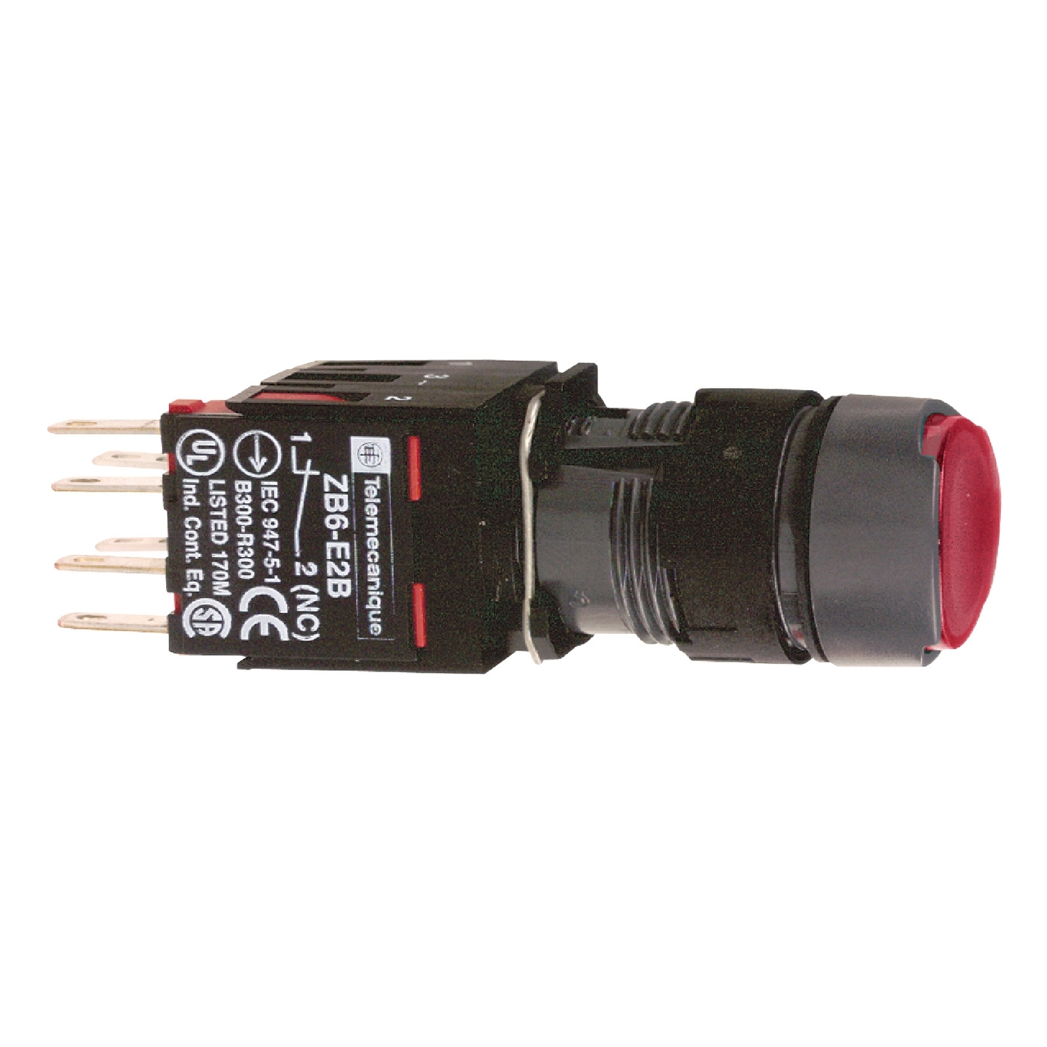 Schneider Electric Schneider Electric XB6AF4B2B – red flush complete illum pushbutton Ø16 latching 1NC 12...24V