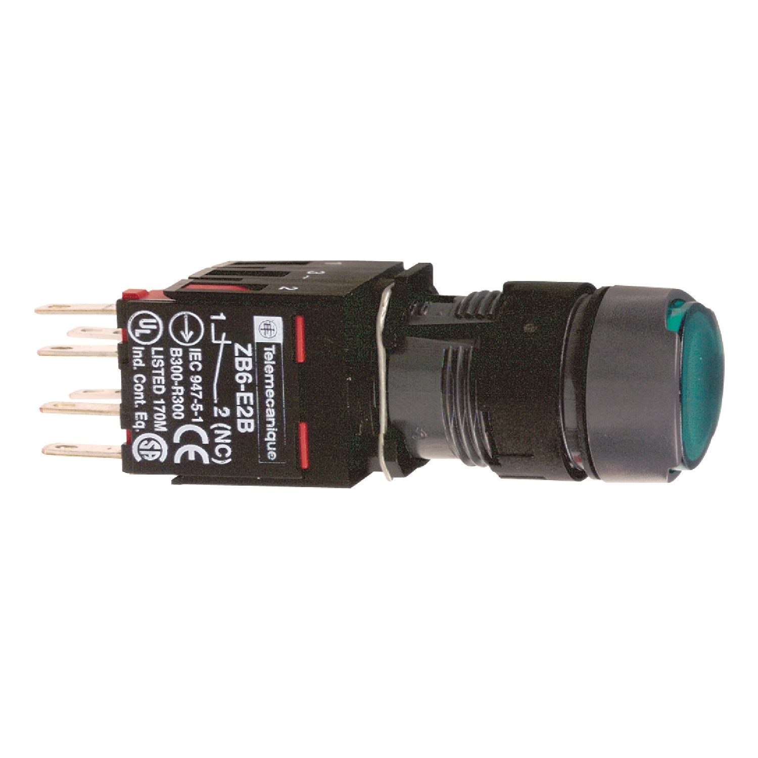 Schneider Electric Schneider Electric XB6AW3B5B – Complete illuminated push button, Harmony XB6, green flush, 16mm, spring return, 1NO + 1NC, 12...24V
