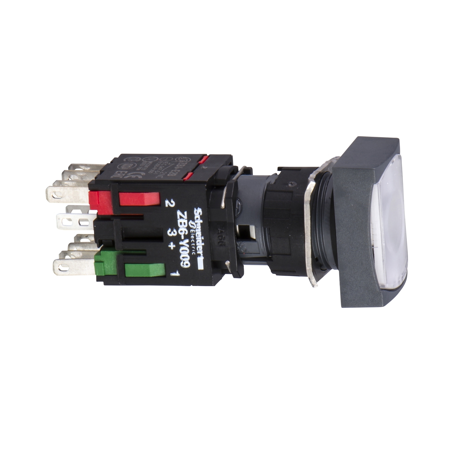 Schneider Electric Schneider Electric XB6DW1B5B – Complete illuminated push button, Harmony XB6, white rectang flush, 16mm, spring return, 1NO + 1NC, 12...24V