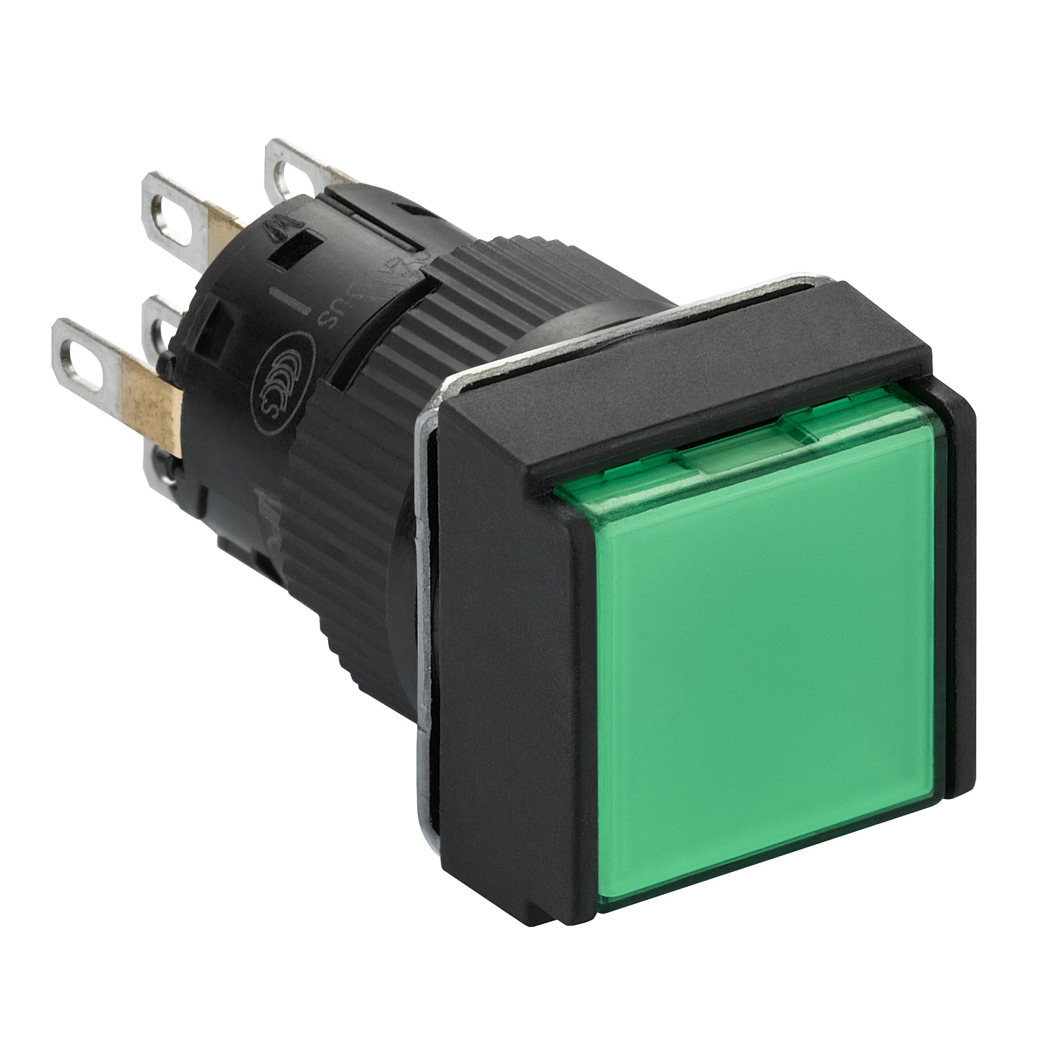 Schneider Electric Schneider Electric XB6ECF3B2P – square green illuminated pushbutton 16mm-flush push to release 24V DC polarised 2CO
