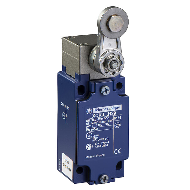 Schneider Electric Schneider Electric XCKJ10513D – Limit switch, XC Standard, XCKJ, steel roller lever, 1NC+1 NO, snap action, M12