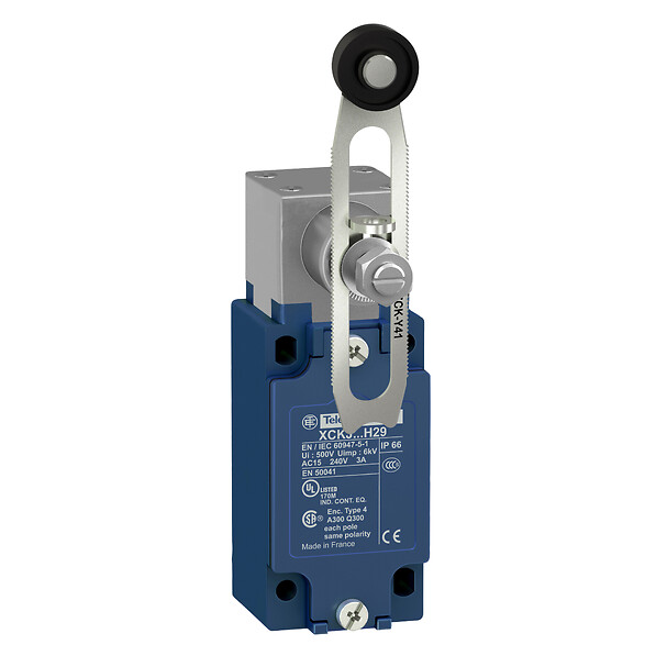 Schneider Electric Schneider Electric XCKJ10541 – Limit switch, XC Standard, XCKJ, thermoplastic plastic roller lever var. length, 1NC+1 NO, snap, Pg13