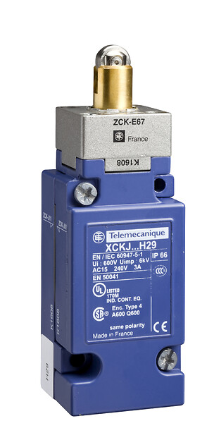 Schneider Electric Schneider Electric XCKJ1167H29 – Limit switch, XC Standard, XCKJ, steel roller plunger reinforced, 1C/O, snap action, M20
