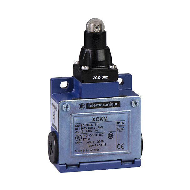 Schneider Electric Schneider Electric XCKM102H29 – Limit switch, Limit switches XC Standard, XCKM, steel roller plunger, 1NC+1 NO, snap action, M20
