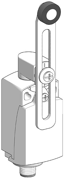 Schneider Electric Schneider Electric XCKP2145M12 – Limit switch, Limit switches XC Standard, XCKP, thermoplastic plastic roller lever var.length, 1NC+1 NO, snap, M12