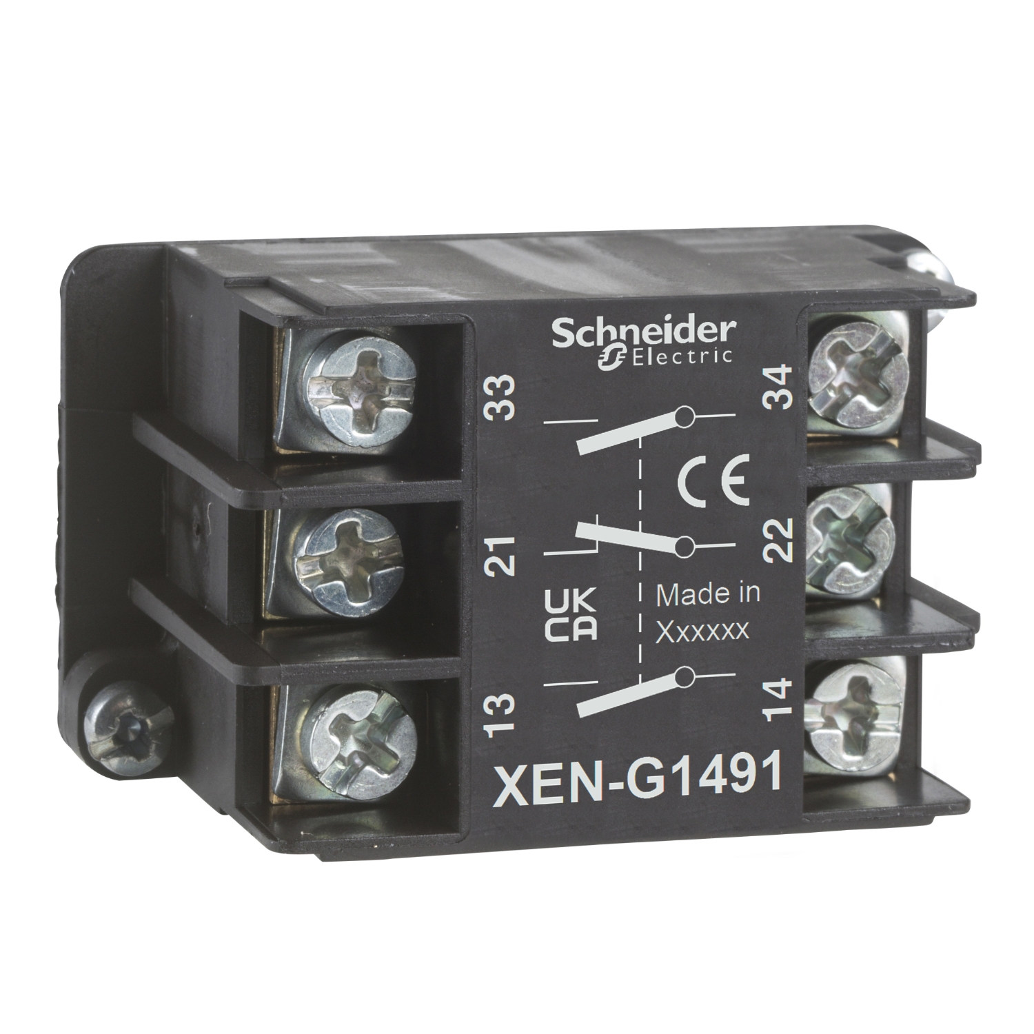 Schneider Electric Schneider Electric XENG1491 – Harmony XAC, Single contact block, spring return, single speed, spring return, front mounting, 2 NO + 1 NC
