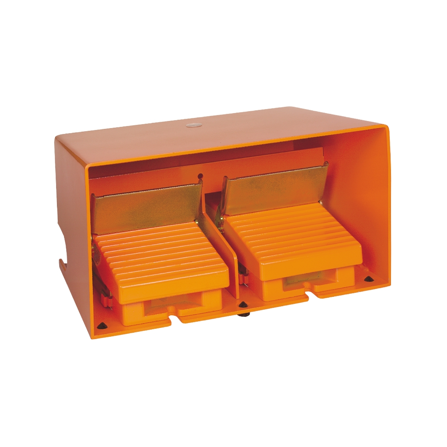 Schneider Electric Schneider Electric XPER5110D – Double foot switch, metal, Harmony XPE, orange, with cover, trigger mechanism, 1 step, 2 contacts 2 NO+NC, IP66