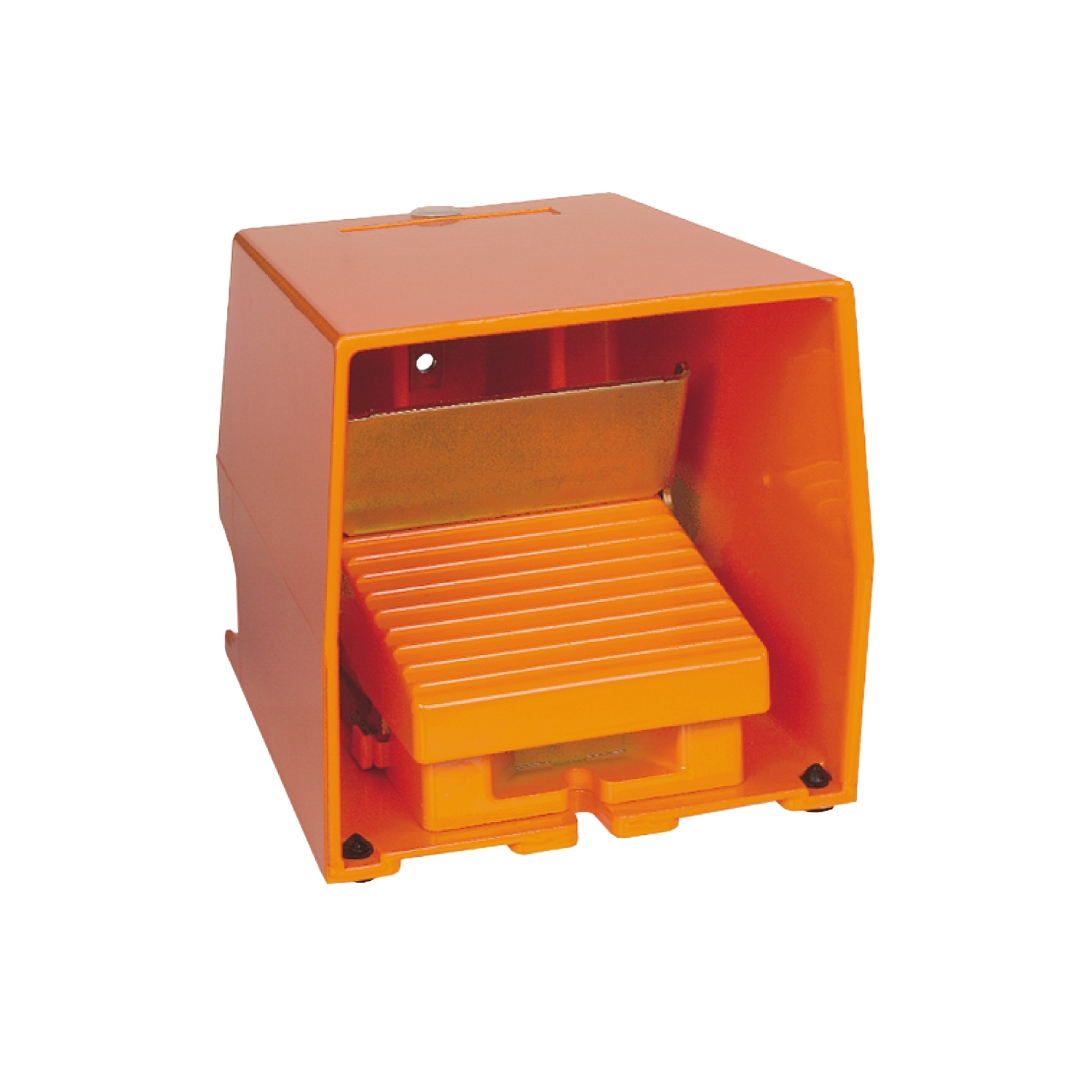 Schneider Electric Schneider Electric XPER529 – Harmony XPE, Single foot switch, metal, orange, with cover, trigger mechanism, 1 step with analog output, 1 contact 2 NC + 2 NO, IP66