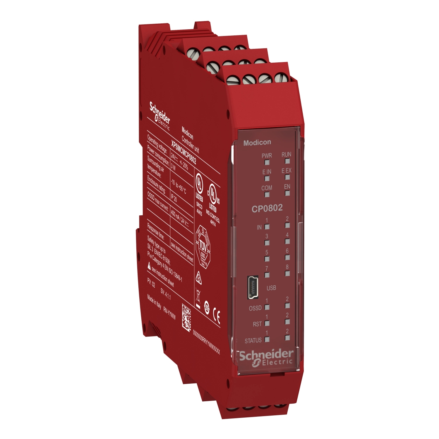 Schneider Electric Schneider Electric XPSMCMCP0802 – Safety controller, Modicon MCM, 8 inputs 2 outputs, monitors expansion modules, screw