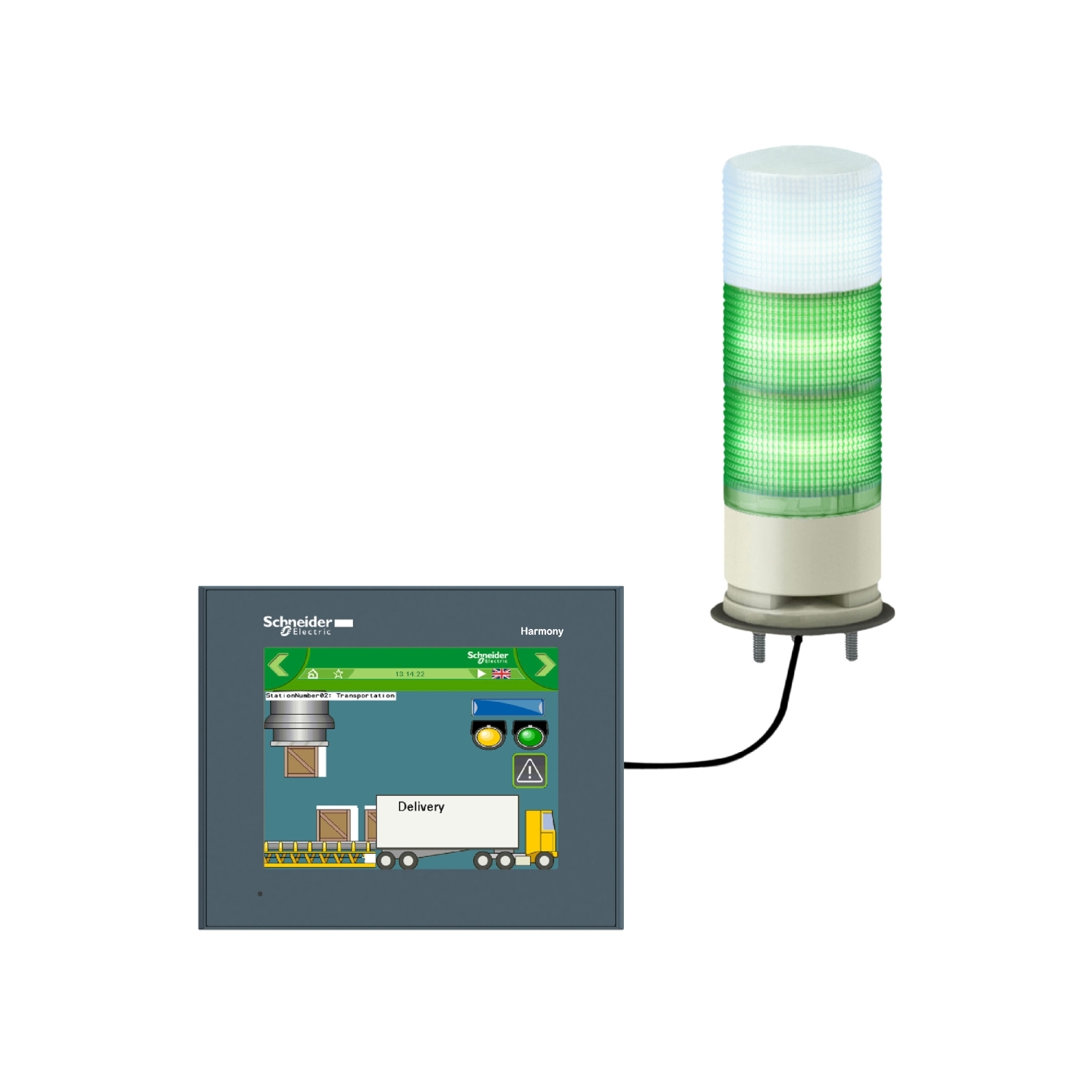 Schneider Electric Schneider Electric XVGU3SWV – Multi-color USB Programmable tower lights -60mm- steady/flashing LED-buzzer