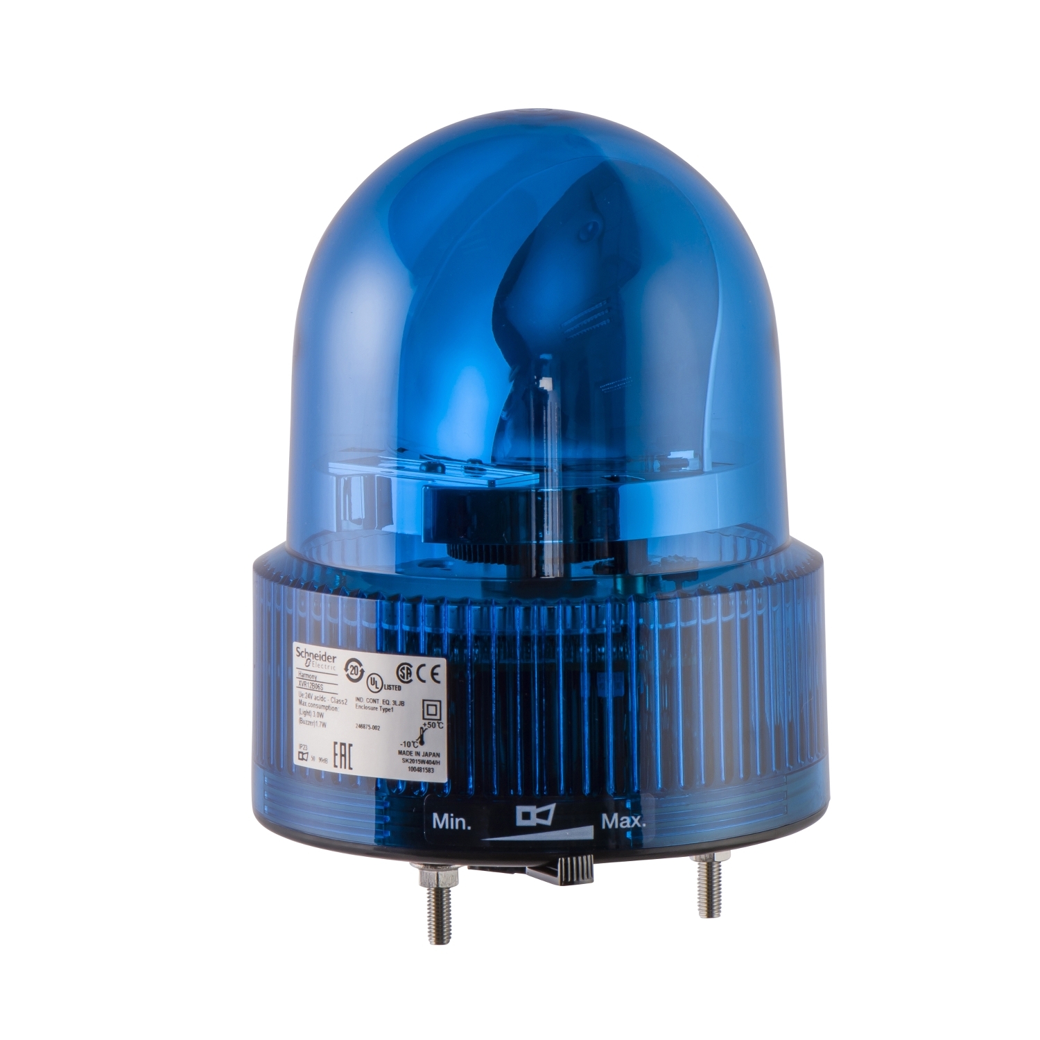 Schneider Electric Schneider Electric XVR12B06 – Prewired rotating mirror beacon, Harmony XVR, 120mm, blue, without buzzer, 24V AC/DC