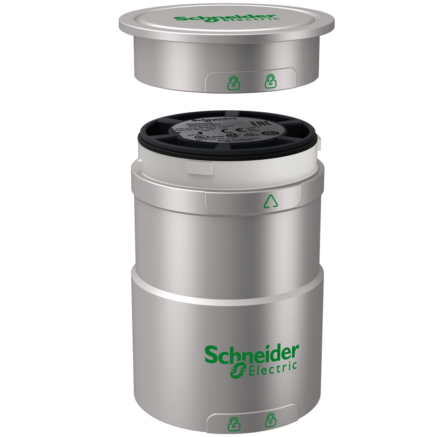 Schneider Electric Schneider Electric XVUC21BQ – Base unit with top cover for modular tower lights, Harmony XVU, silver, 60mm, 24V AC DC