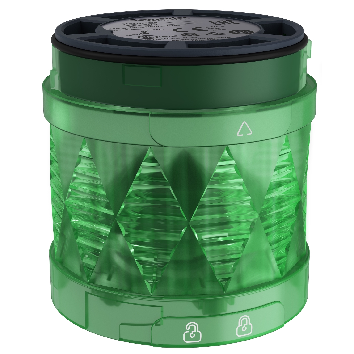Schneider Electric Schneider Electric XVUC23 – Modular tower light, Harmony XVU, illuminated LED units, green, 60mm, steady, IP65, 24V AC DC