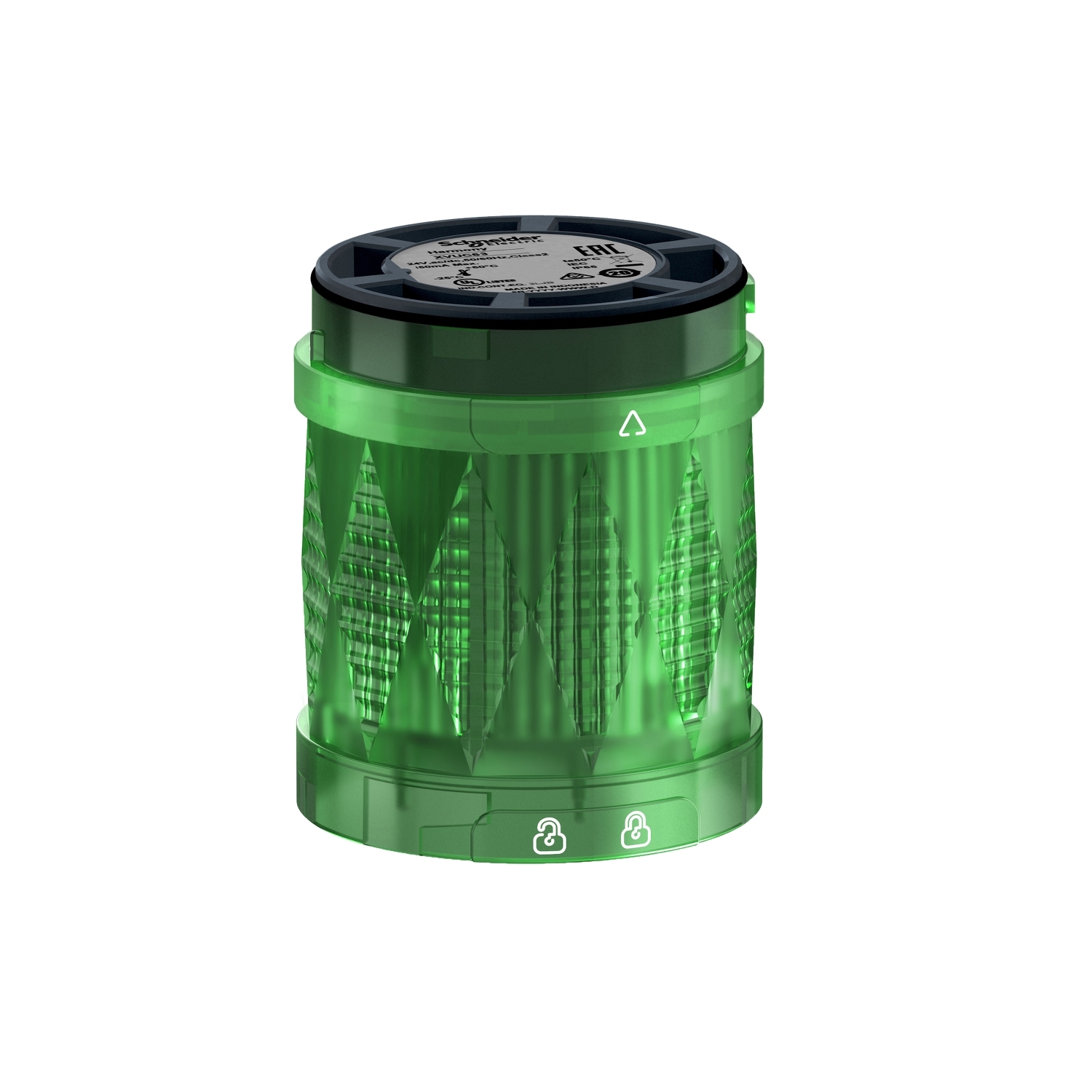 Schneider Electric Schneider Electric XVUC63 – Modular tower light, Harmony XVU, illuminated LED units, green, 60mm, high flashing, IP65, 24V AC DC