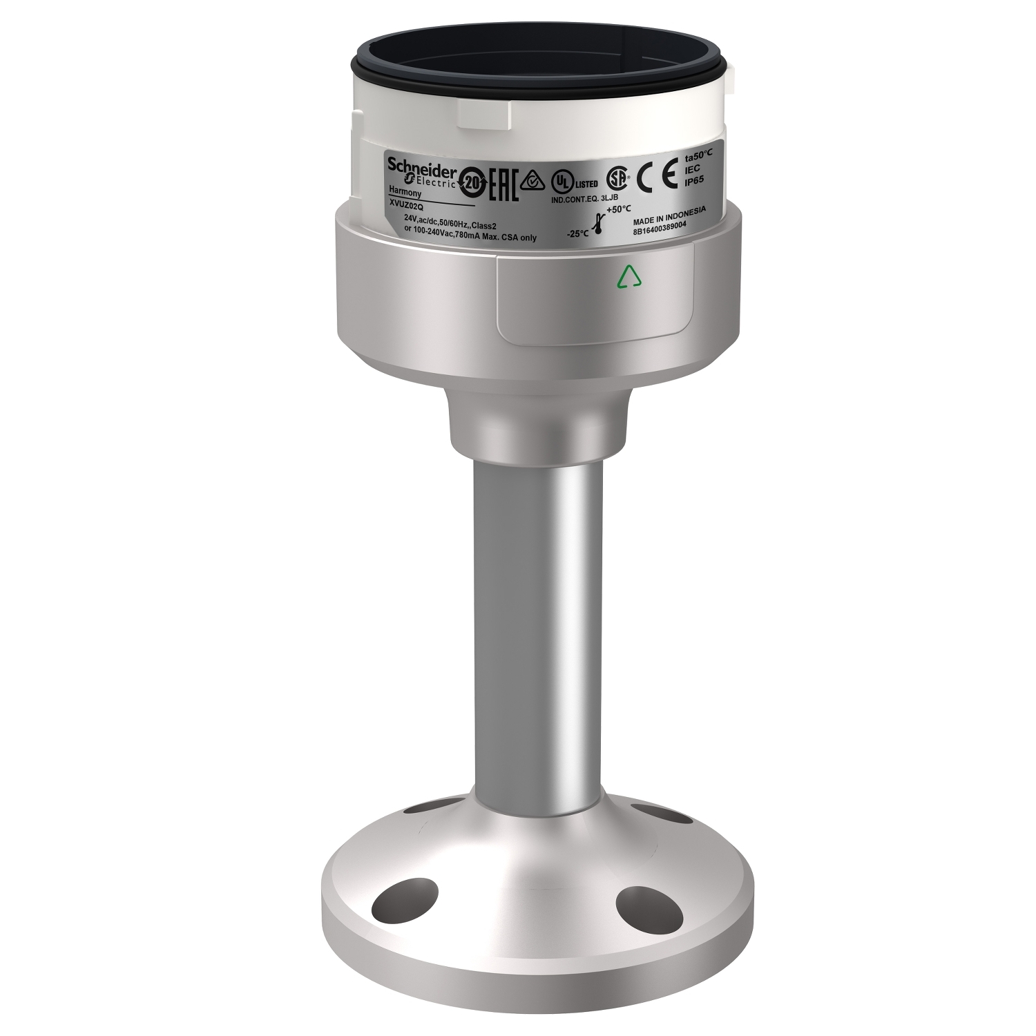 Schneider Electric Schneider Electric XVUZ02Q – Fixing plate with 100mm aluminium pole for modular tower lights, Harmony XVU, silver, 60mm