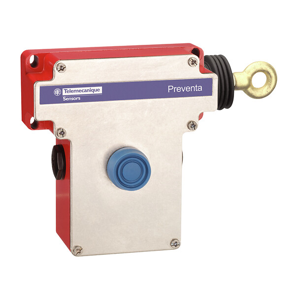 Schneider Electric Schneider Electric XY2CE1A250 – Latching emergency stop rope pull switch, Telemecanique rope pull switches XY2C, e XY2CE, RH side -1NC+1 NO, booted pushbutton