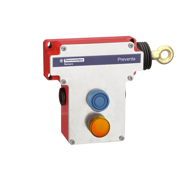 Schneider Electric Schneider Electric XY2CE1A296 – Latching emergency stop rope pull switch, Telemecanique rope pull switches XY2C, RH side, 2NC+2 NO, pilot light 130 V, boot