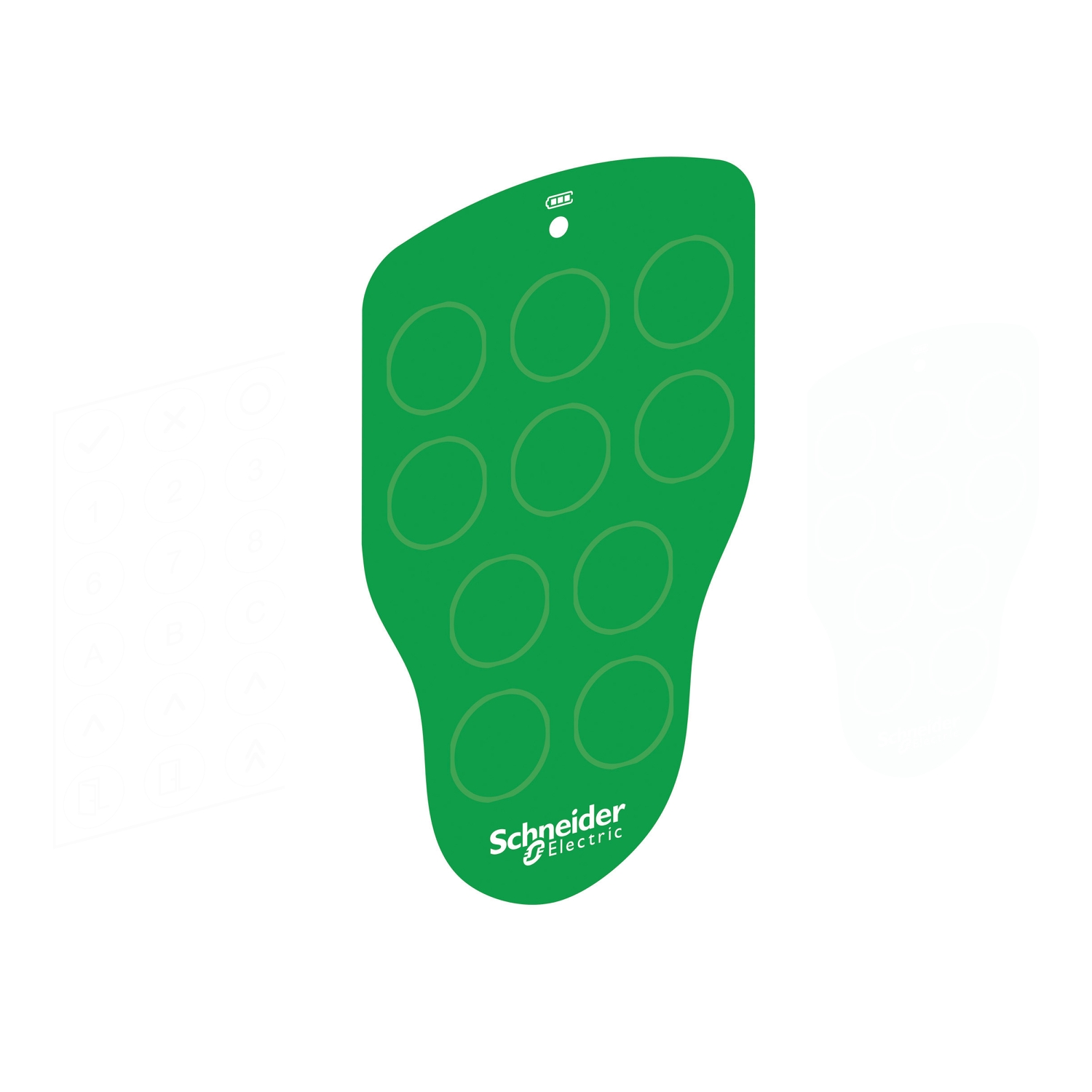 Schneider Electric Schneider Electric ZARC600G – Front label, Harmony Pocket Remote, cover with legend option, polyester, white/green, customizable