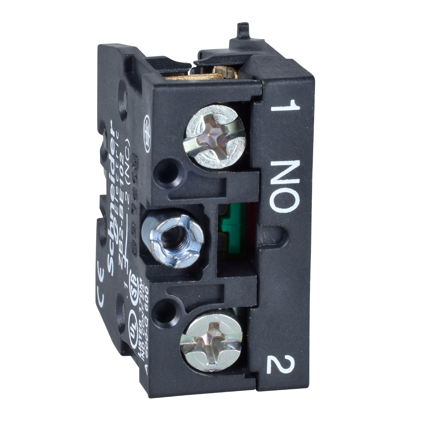 Schneider Electric Schneider Electric ZB2BE201 – Contact block, Harmony XAC, single contact, spring return, 2- speeds, front mounting, screw clamp terminal, 1NO