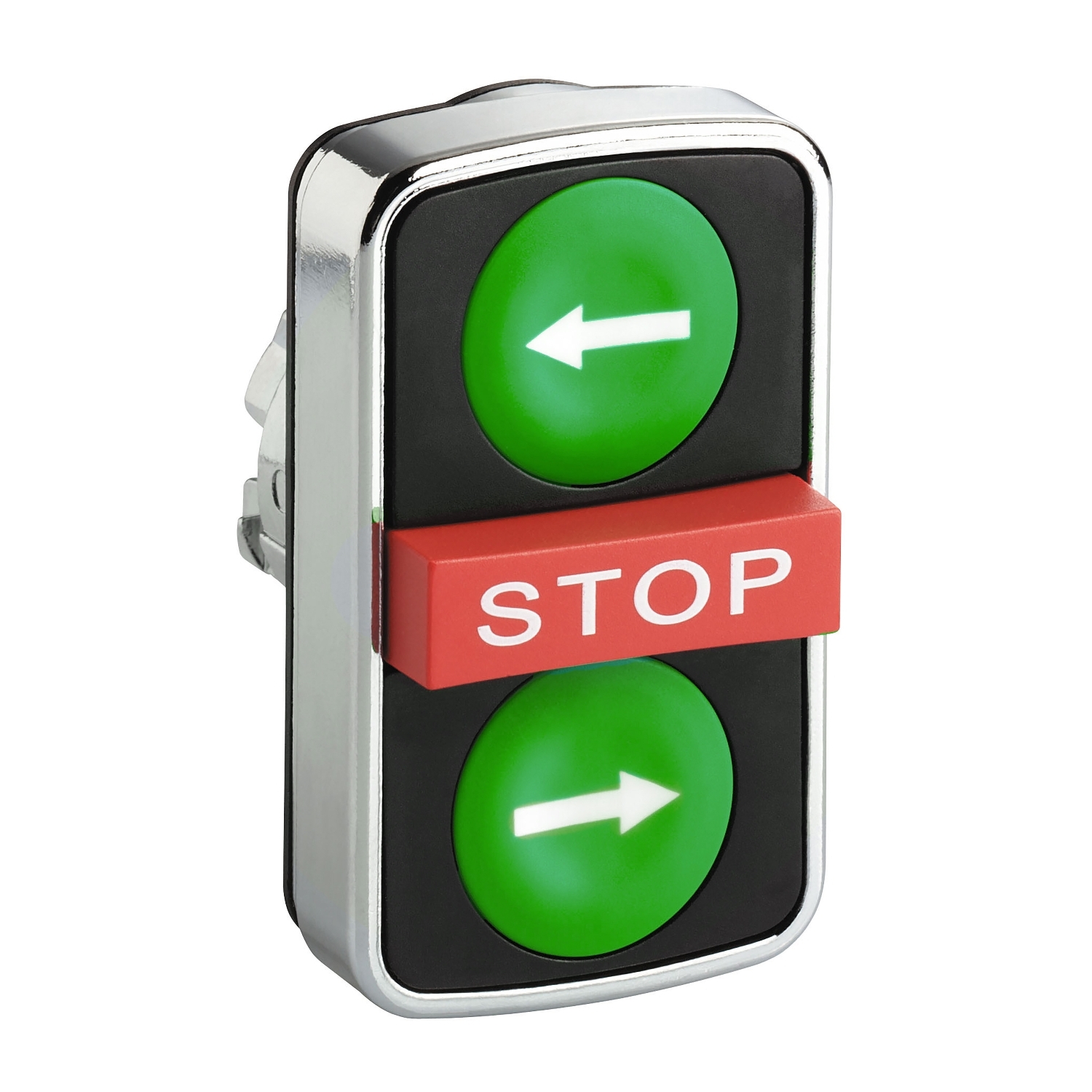Schneider Electric Schneider Electric ZB4BA73133 – green flush/red projecting/green flush triple-headed pushbutton Ø22 with marking