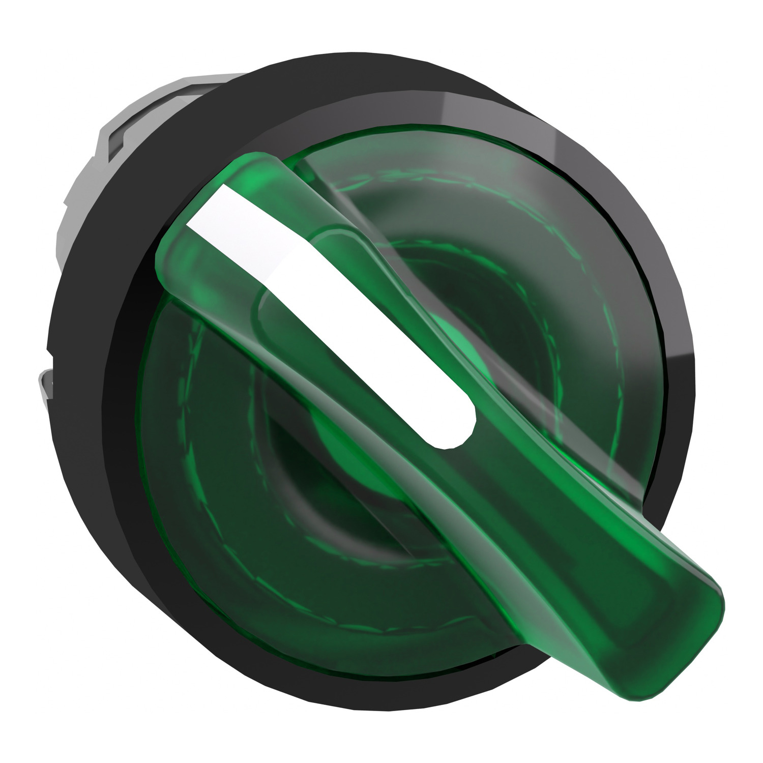 Schneider Electric Schneider Electric ZB4BK12337 – Head for illuminated selector switch, Harmony XB4, universal LED, black metal, green handle, 22mm, 2 positions, stay put