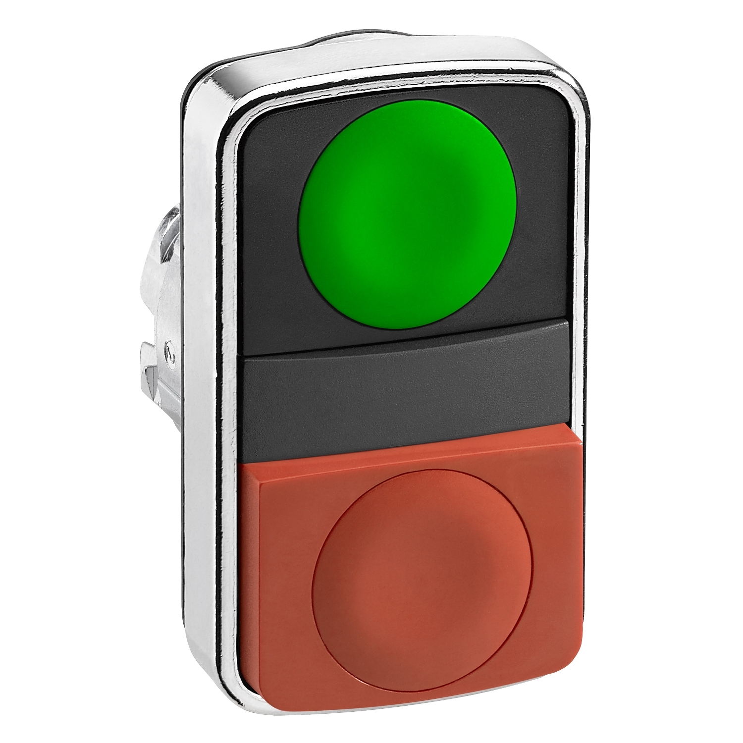 Schneider Electric Schneider Electric ZB4BL7340 – green flush/red projecting double-headed pushbutton Ø22 unmarked