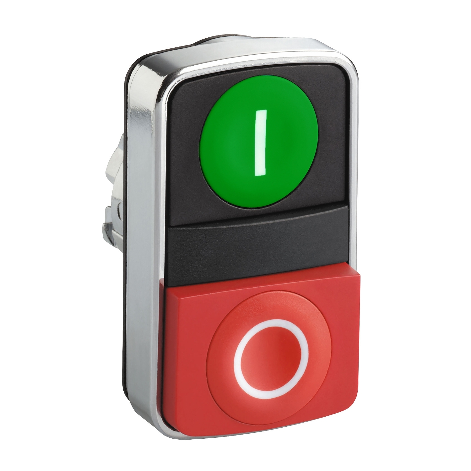 Schneider Electric Schneider Electric ZB4BL7341 – green flush/red projecting double-headed pushbutton Ø22 with marking