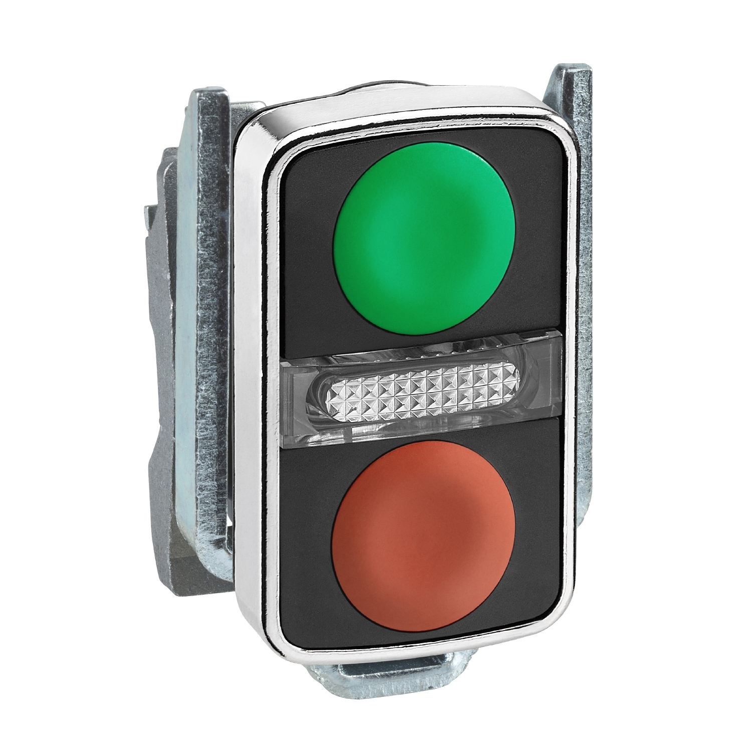 Schneider Electric Schneider Electric ZB4BW7A3740 – green flush/red flush illuminated double-headed pushbutton Ø22 unmarked